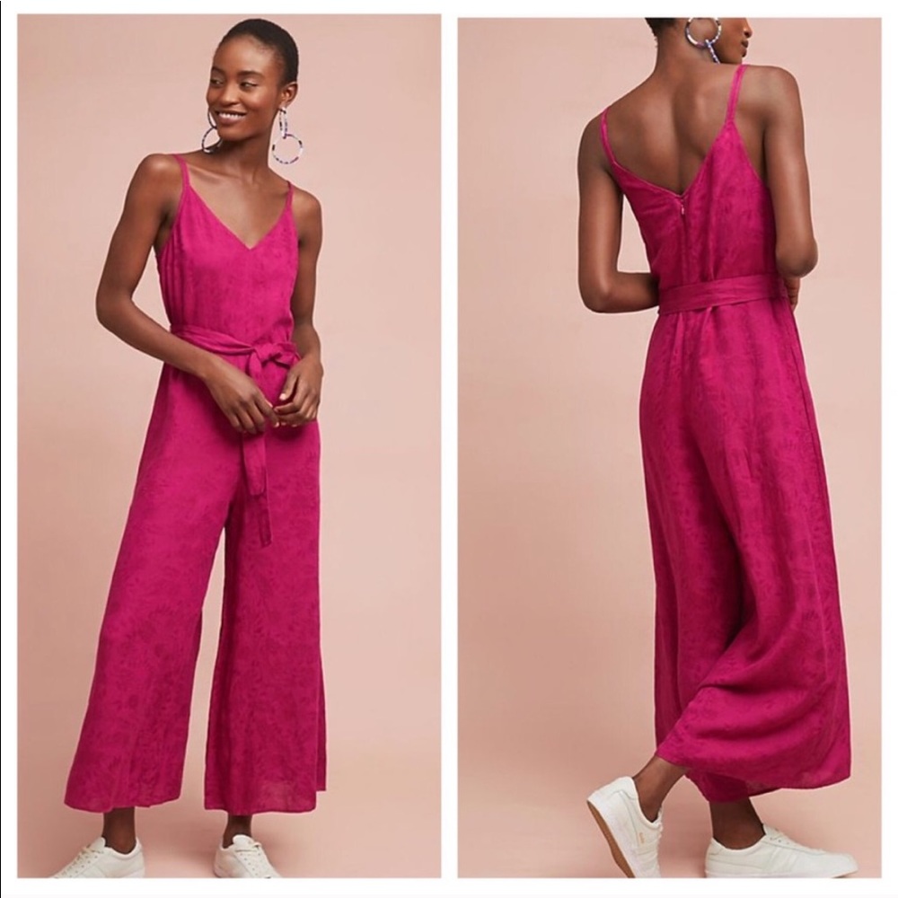 Anthropologie Jetsetter Cropped Jumpsuit pink XS